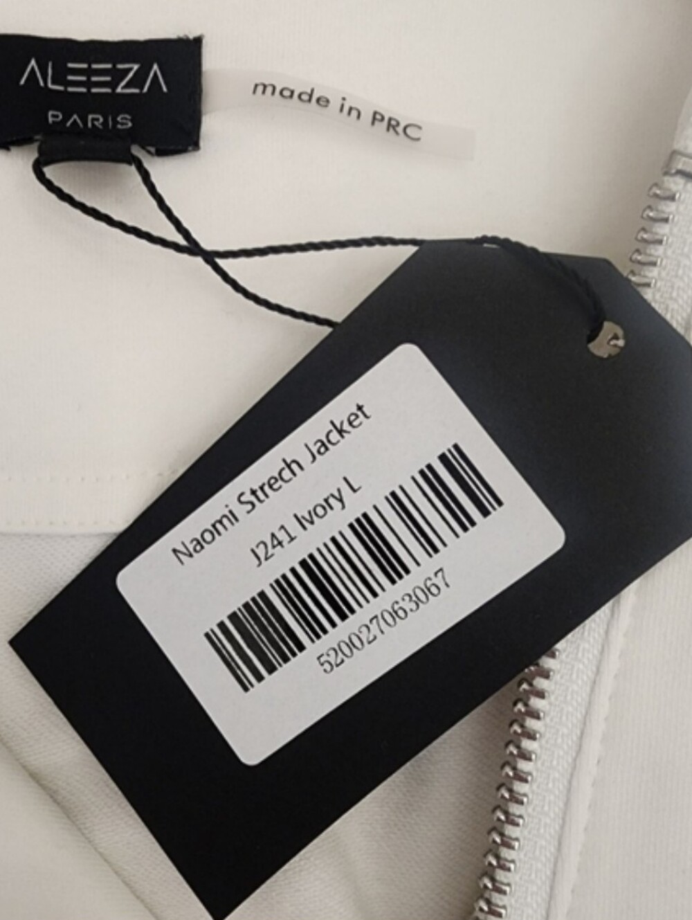 Aleeza Paris Naomi Stretch Ivory White Biker Jacket Top Moto Crop Large NWT - Picture 10 of 12